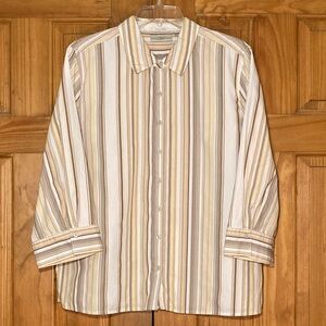 EUC Studio Works Vintage 90s Top 3/4 Sleeve Blouse Tan Brown Size XL